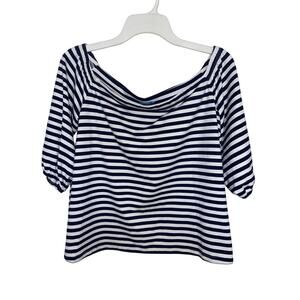 J McLaughlin Kay Bangle Stripe Top Catalina Cloth Off Shoulder Large Nautical